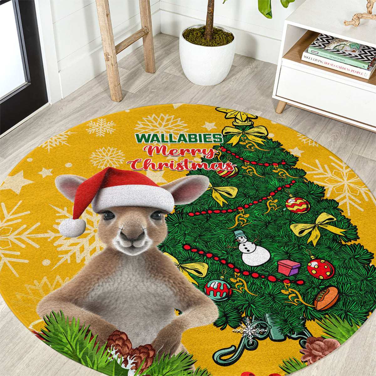 personalised-wallabies-rugby-christmas-round-carpet-merry-xmas-with-australian-kangaroo