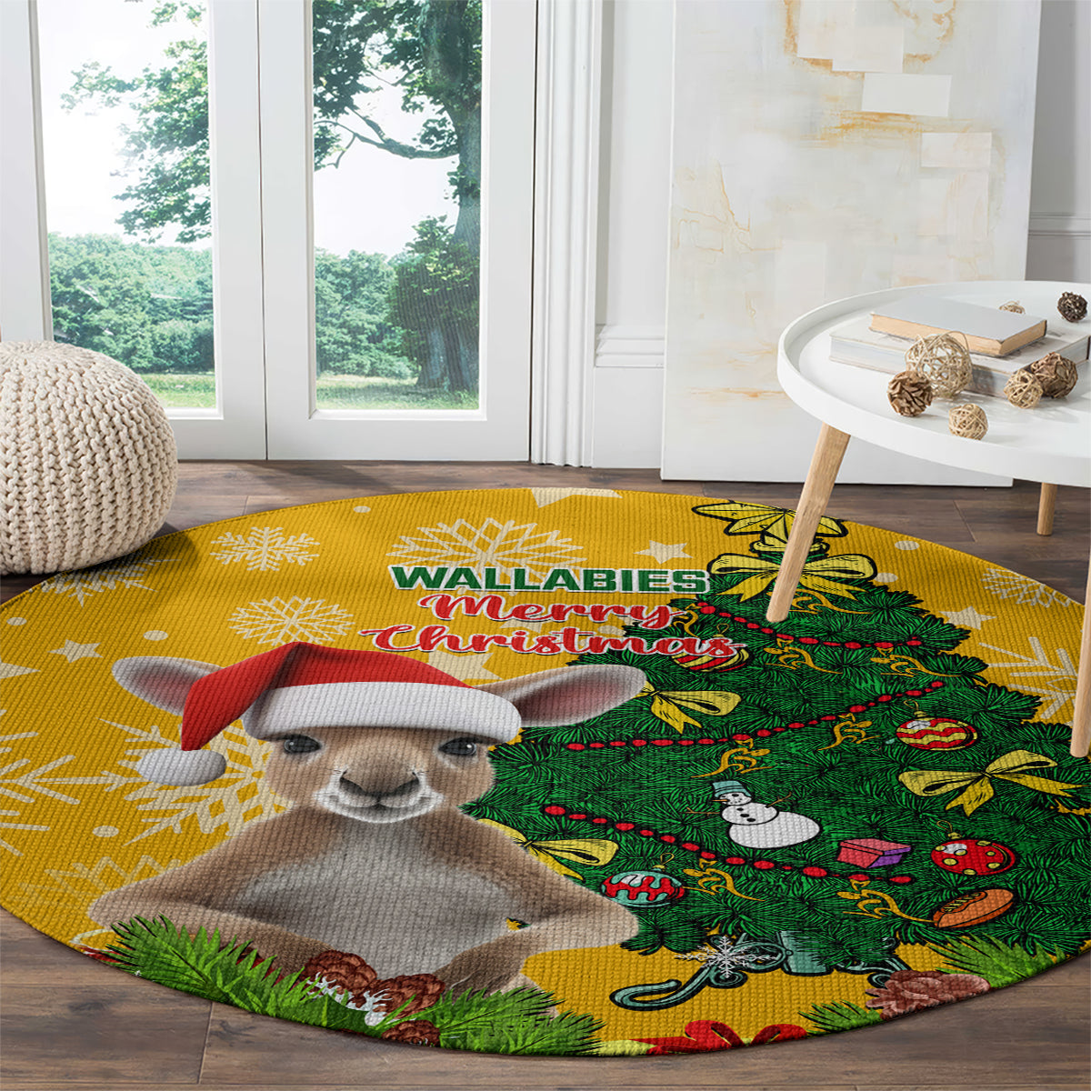 personalised-wallabies-rugby-christmas-round-carpet-merry-xmas-with-australian-kangaroo