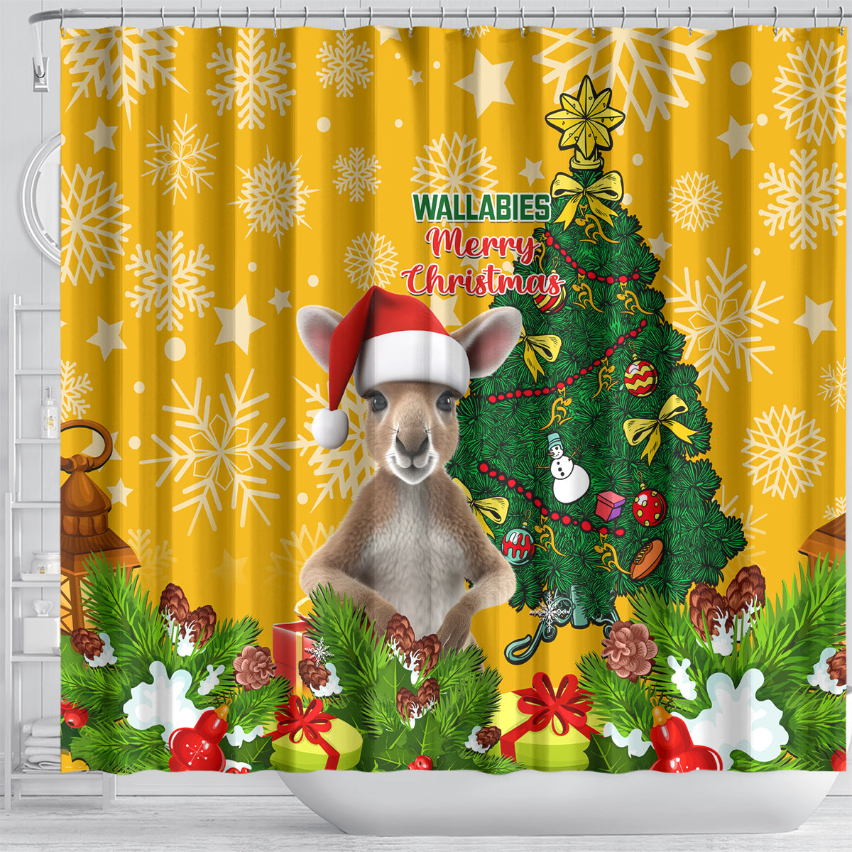 personalised-wallabies-rugby-christmas-shower-curtain-merry-xmas-with-australian-kangaroo