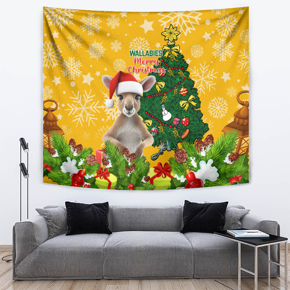 personalised-wallabies-rugby-christmas-tapestry-merry-xmas-with-australian-kangaroo