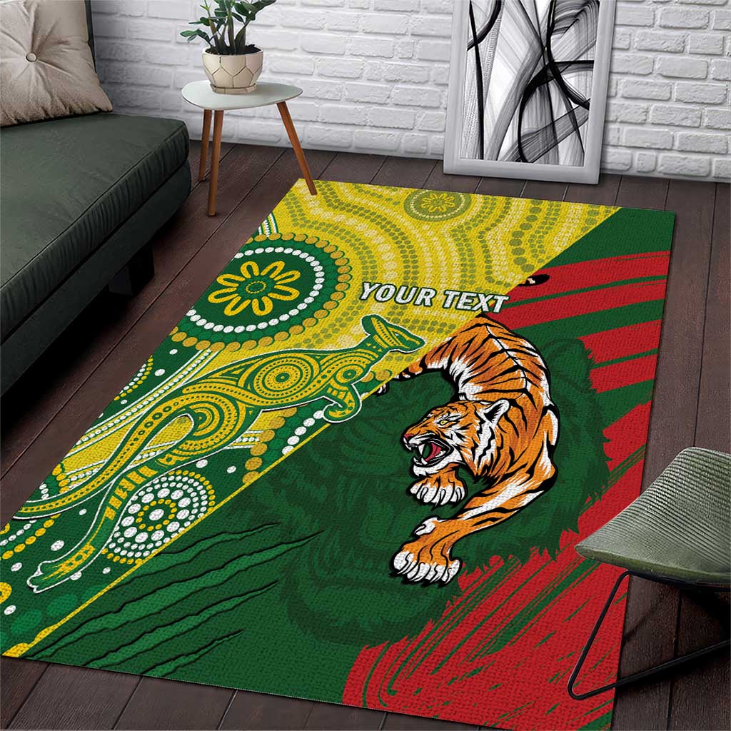 Custom Bangladesh And Australia Cricket Area Rug Kangaroo Tiger Together