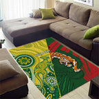 Custom Bangladesh And Australia Cricket Area Rug Kangaroo Tiger Together