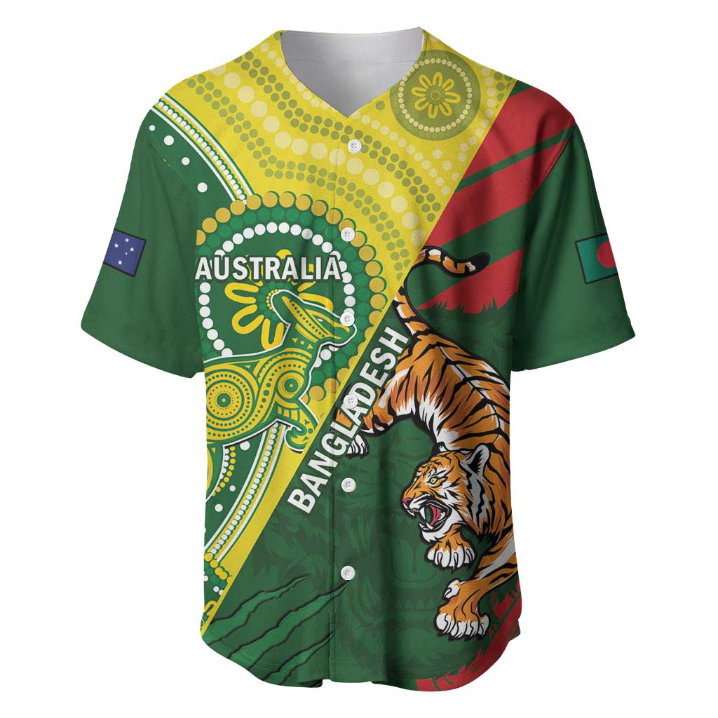 Custom Bangladesh And Australia Cricket Baseball Jersey Kangaroo Tiger Together