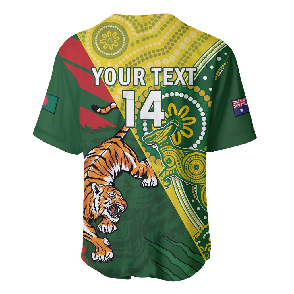 Custom Bangladesh And Australia Cricket Baseball Jersey Kangaroo Tiger Together