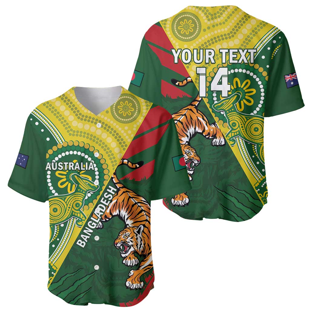 Custom Bangladesh And Australia Cricket Baseball Jersey Kangaroo Tiger Together