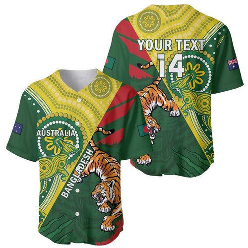 Custom Bangladesh And Australia Cricket Baseball Jersey Kangaroo Tiger Together