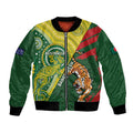 Custom Bangladesh And Australia Cricket Bomber Jacket Kangaroo Tiger Together