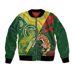 Custom Bangladesh And Australia Cricket Bomber Jacket Kangaroo Tiger Together