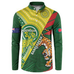 Custom Bangladesh And Australia Cricket Button Sweatshirt Kangaroo Tiger Together