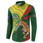 Custom Bangladesh And Australia Cricket Button Sweatshirt Kangaroo Tiger Together