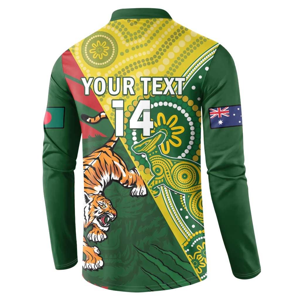 Custom Bangladesh And Australia Cricket Button Sweatshirt Kangaroo Tiger Together