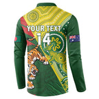 Custom Bangladesh And Australia Cricket Button Sweatshirt Kangaroo Tiger Together