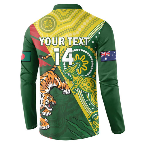 Custom Bangladesh And Australia Cricket Button Sweatshirt Kangaroo Tiger Together