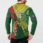 Custom Bangladesh And Australia Cricket Button Sweatshirt Kangaroo Tiger Together