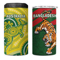Bangladesh And Australia Cricket 4 in 1 Can Cooler Tumbler Kangaroo Tiger Together