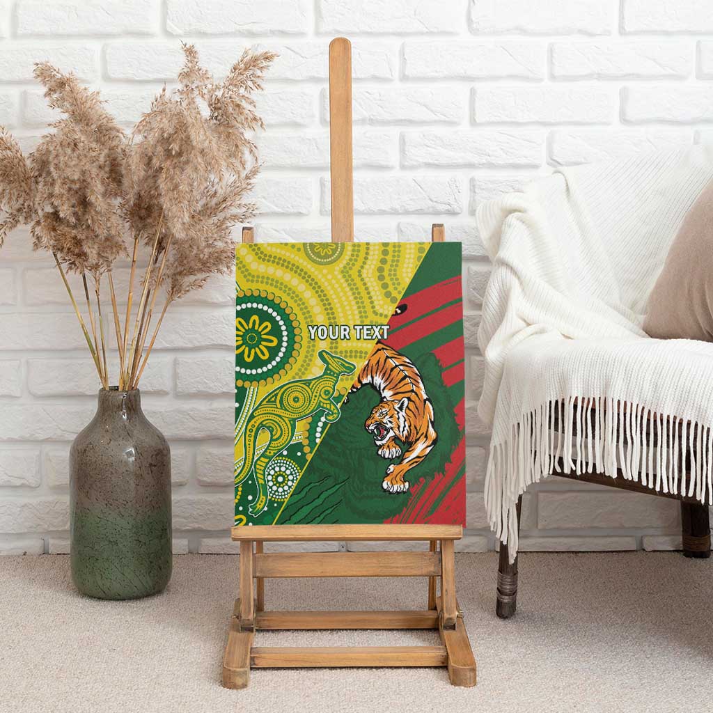 Custom Bangladesh And Australia Cricket Canvas Wall Art Kangaroo Tiger Together