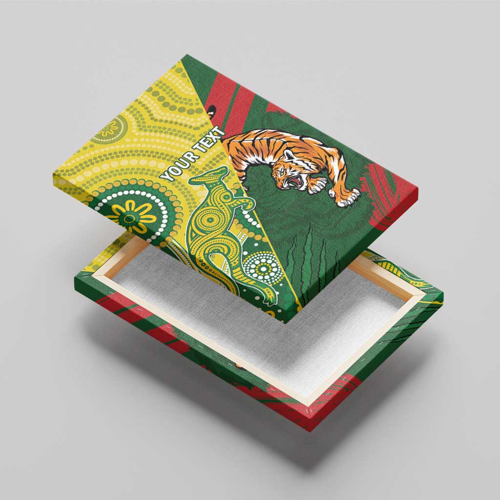 Custom Bangladesh And Australia Cricket Canvas Wall Art Kangaroo Tiger Together
