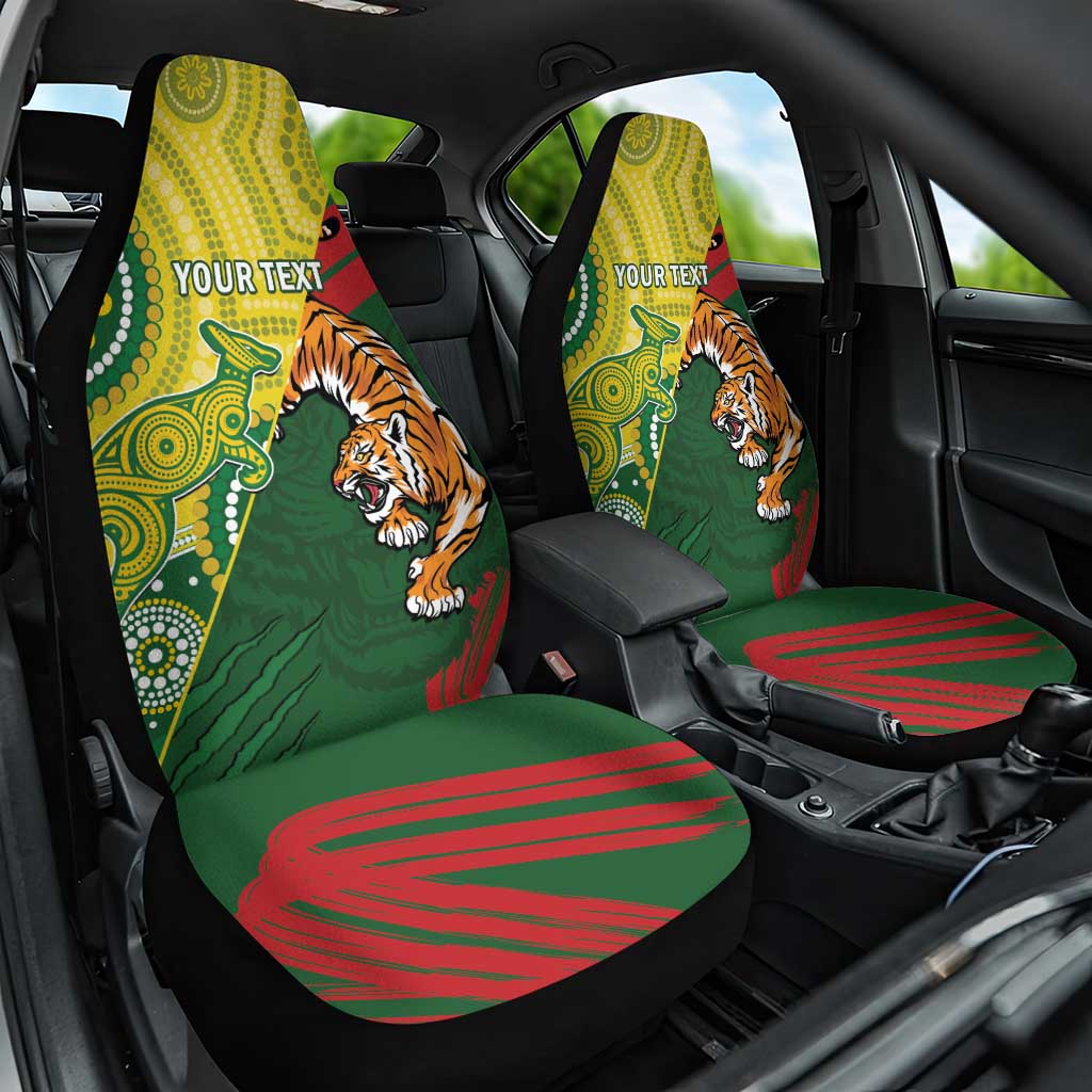 Custom Bangladesh And Australia Cricket Car Seat Cover Kangaroo Tiger Together