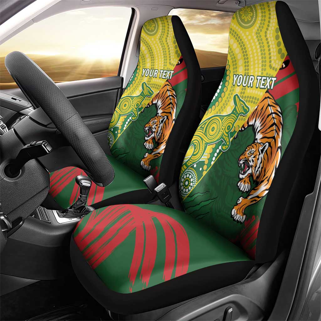Custom Bangladesh And Australia Cricket Car Seat Cover Kangaroo Tiger Together
