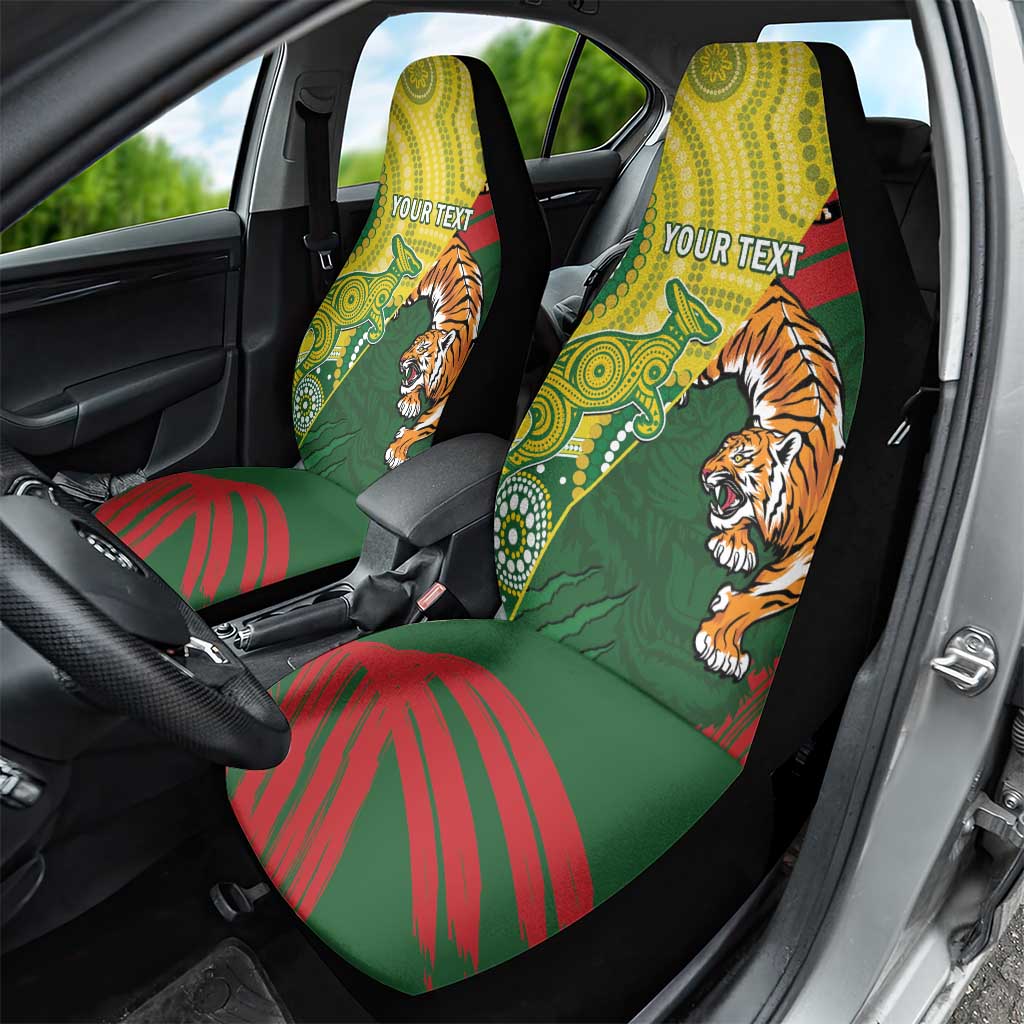 Custom Bangladesh And Australia Cricket Car Seat Cover Kangaroo Tiger Together