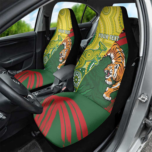 Custom Bangladesh And Australia Cricket Car Seat Cover Kangaroo Tiger Together