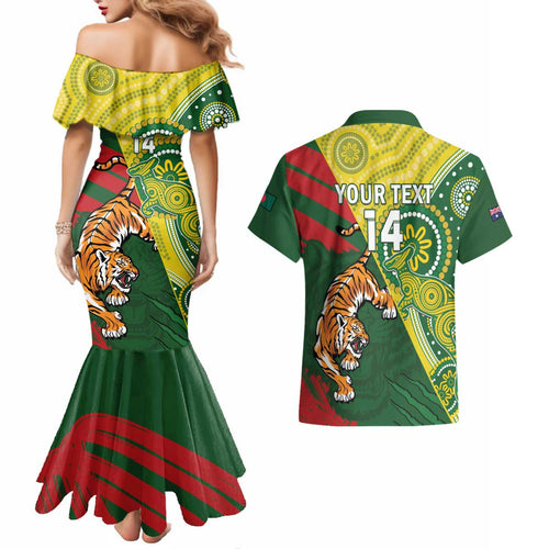 Custom Bangladesh And Australia Cricket Couples Matching Mermaid Dress and Hawaiian Shirt Kangaroo Tiger Together
