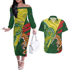 Custom Bangladesh And Australia Cricket Couples Matching Off The Shoulder Long Sleeve Dress and Hawaiian Shirt Kangaroo Tiger Together