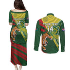 Custom Bangladesh And Australia Cricket Couples Matching Puletasi and Long Sleeve Button Shirt Kangaroo Tiger Together