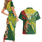 Custom Bangladesh And Australia Cricket Couples Matching Short Sleeve Bodycon Dress and Hawaiian Shirt Kangaroo Tiger Together