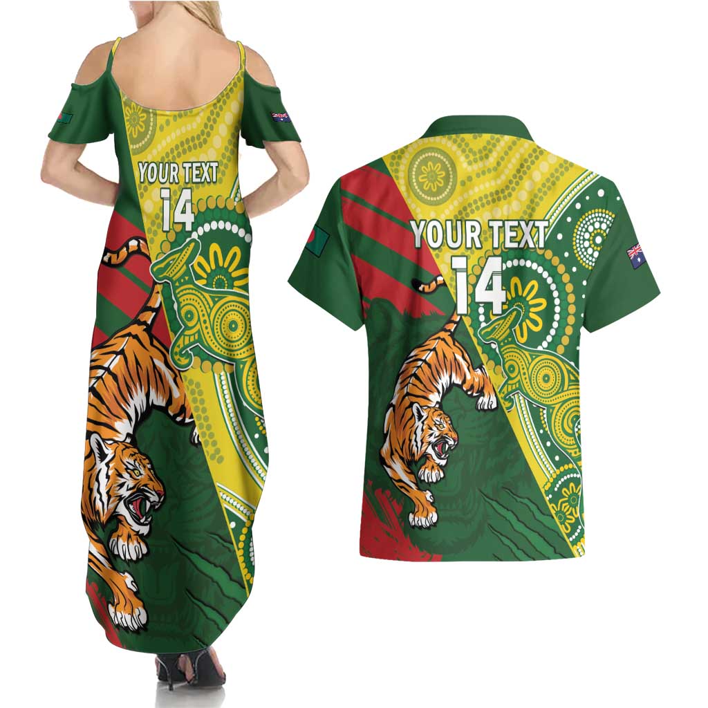 Custom Bangladesh And Australia Cricket Couples Matching Summer Maxi Dress and Hawaiian Shirt Kangaroo Tiger Together