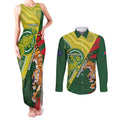 Custom Bangladesh And Australia Cricket Couples Matching Tank Maxi Dress and Long Sleeve Button Shirt Kangaroo Tiger Together