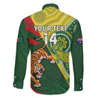 Custom Bangladesh And Australia Cricket Family Matching Off Shoulder Short Dress and Hawaiian Shirt Kangaroo Tiger Together