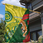 Custom Bangladesh And Australia Cricket Garden Flag Kangaroo Tiger Together