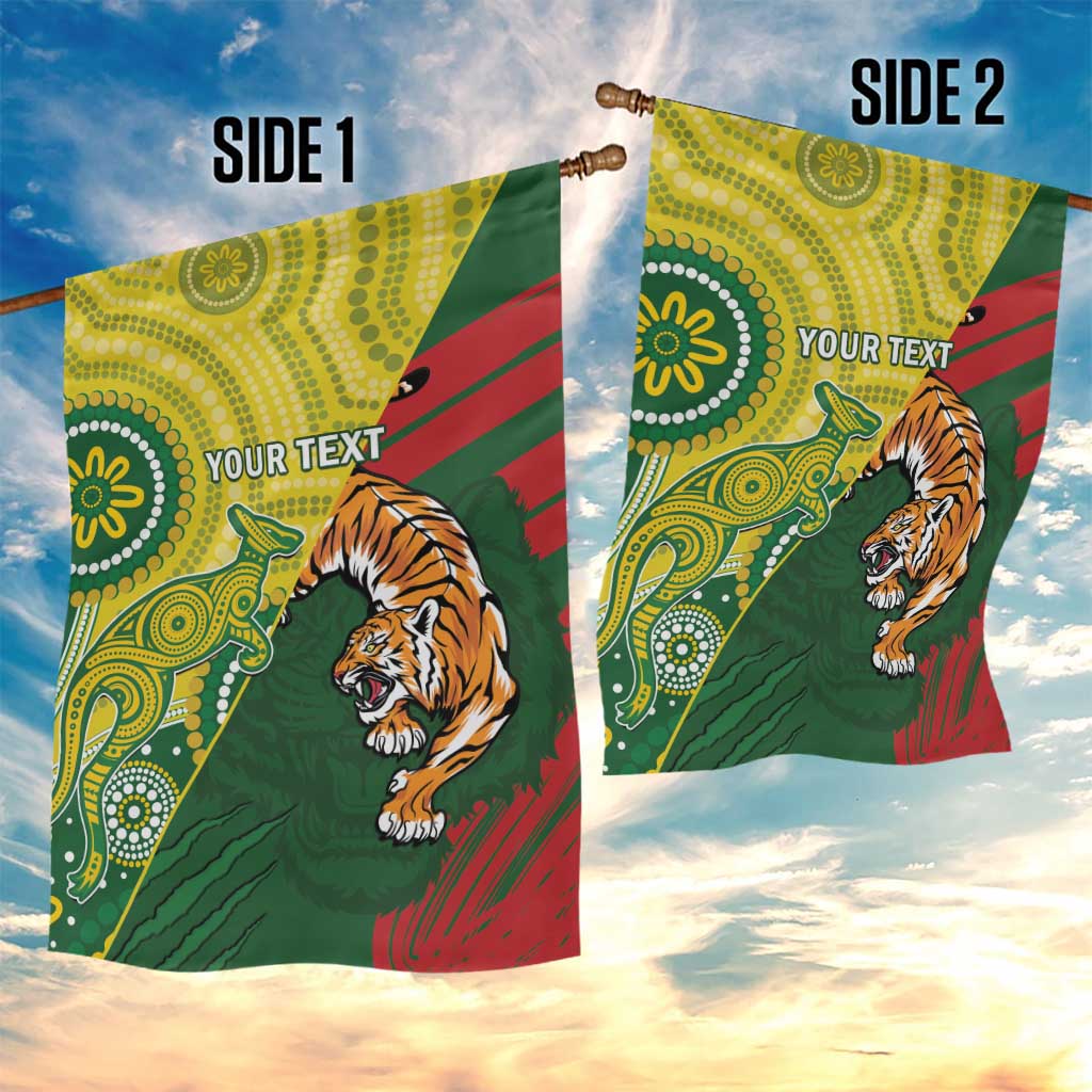 Custom Bangladesh And Australia Cricket Garden Flag Kangaroo Tiger Together