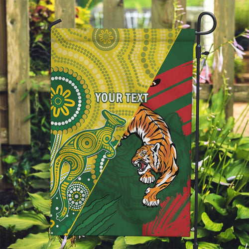 Custom Bangladesh And Australia Cricket Garden Flag Kangaroo Tiger Together