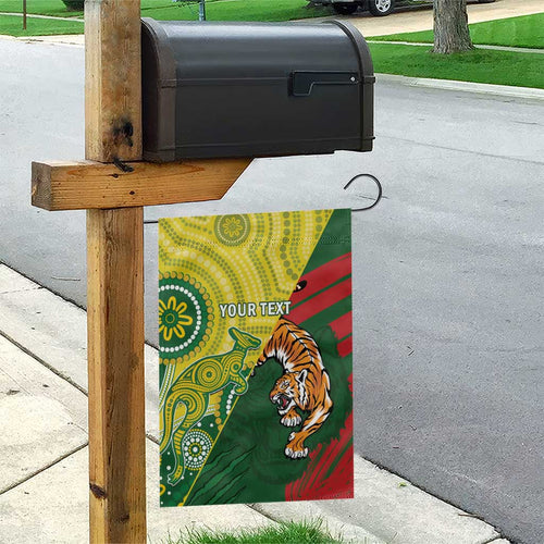 Custom Bangladesh And Australia Cricket Garden Flag Kangaroo Tiger Together
