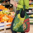 Custom Bangladesh And Australia Cricket Grocery Bag Kangaroo Tiger Together