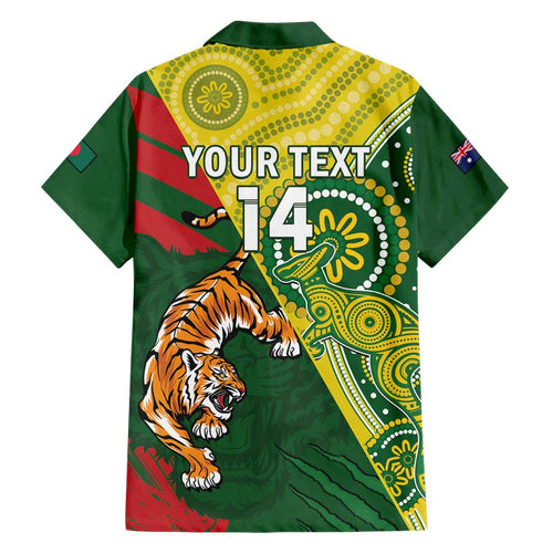 Custom Bangladesh And Australia Cricket Hawaiian Shirt Kangaroo Tiger Together
