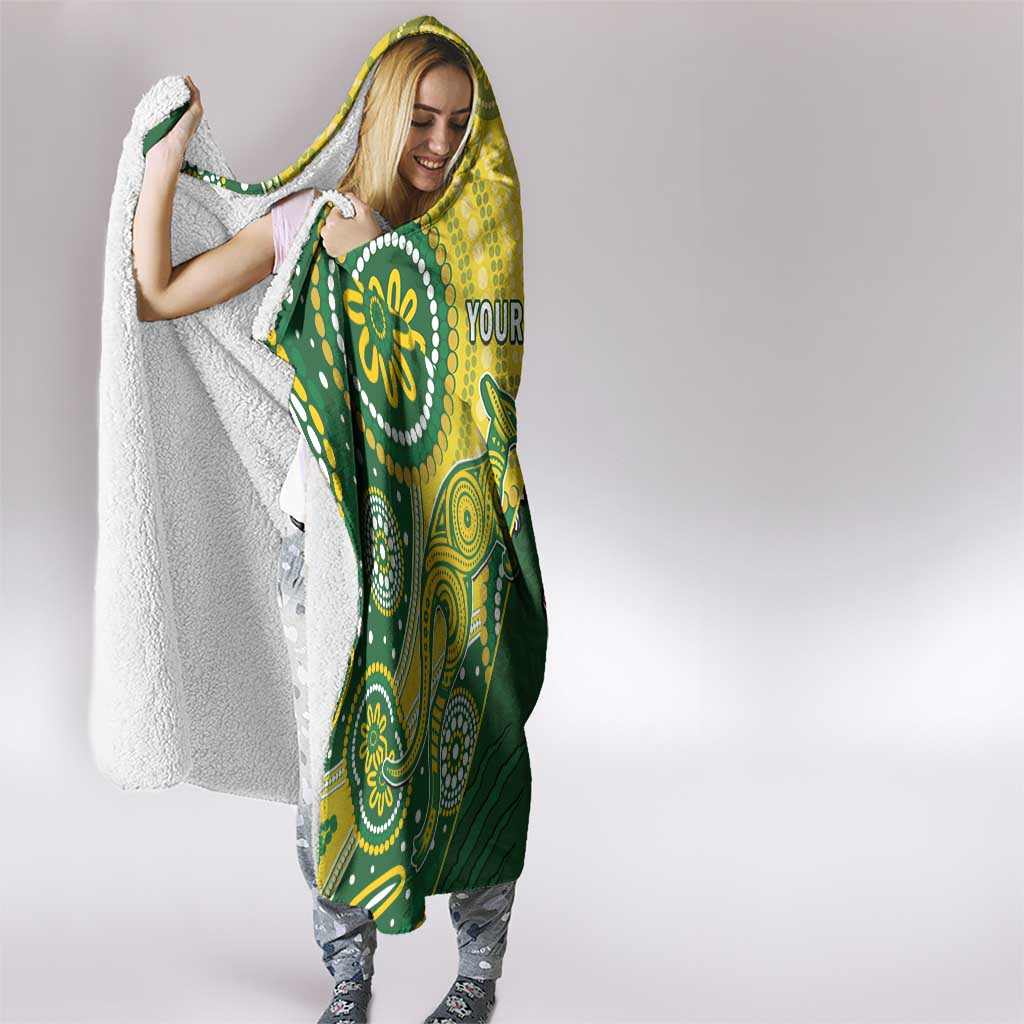 Custom Bangladesh And Australia Cricket Hooded Blanket Kangaroo Tiger Together
