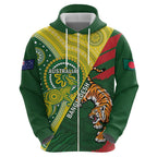Custom Bangladesh And Australia Cricket Hoodie Kangaroo Tiger Together