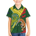 Custom Bangladesh And Australia Cricket Kid Hawaiian Shirt Kangaroo Tiger Together