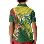 Custom Bangladesh And Australia Cricket Kid Polo Shirt Kangaroo Tiger Together