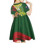 Custom Bangladesh And Australia Cricket Kid Short Sleeve Dress Kangaroo Tiger Together