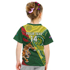 Custom Bangladesh And Australia Cricket Kid T Shirt Kangaroo Tiger Together