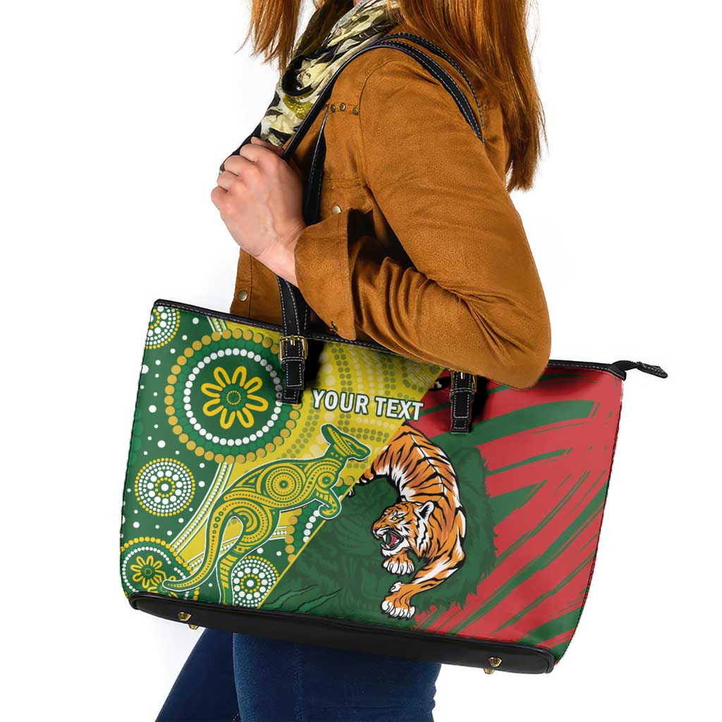 Custom Bangladesh And Australia Cricket Leather Tote Bag Kangaroo Tiger Together