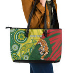 Custom Bangladesh And Australia Cricket Leather Tote Bag Kangaroo Tiger Together
