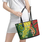 Custom Bangladesh And Australia Cricket Leather Tote Bag Kangaroo Tiger Together