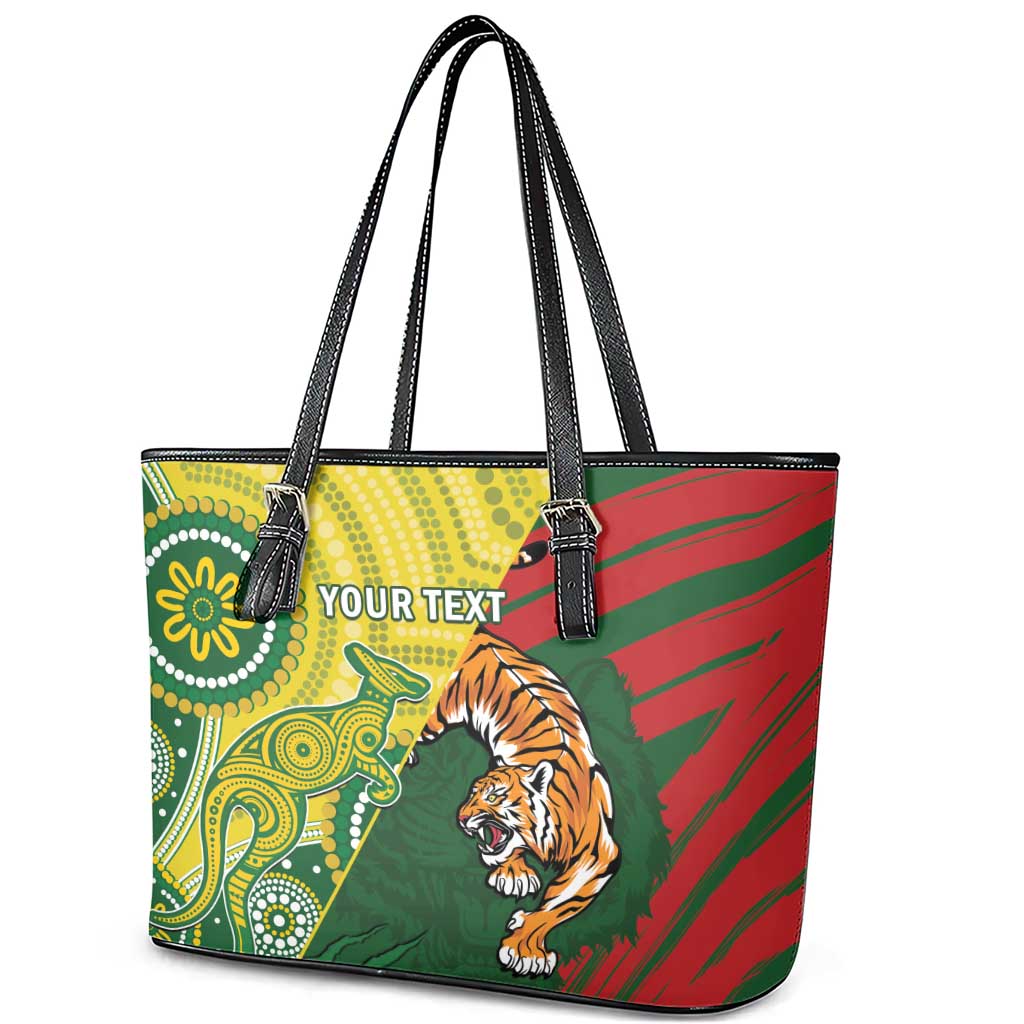 Custom Bangladesh And Australia Cricket Leather Tote Bag Kangaroo Tiger Together
