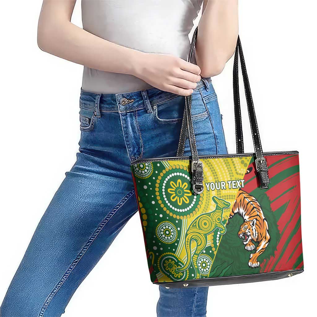 Custom Bangladesh And Australia Cricket Leather Tote Bag Kangaroo Tiger Together