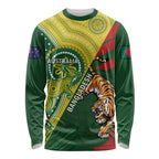 Custom Bangladesh And Australia Cricket Long Sleeve Shirt Kangaroo Tiger Together